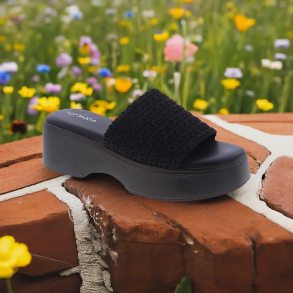 ORCHID-1 Black Woven Crochet Vamp