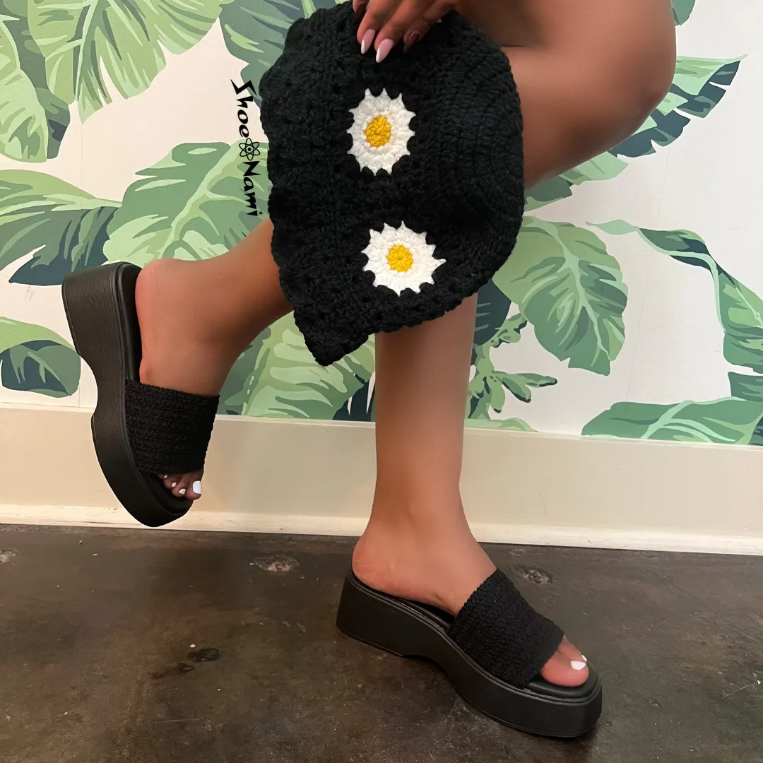 ORCHID-1 Black Woven Crochet Vamp