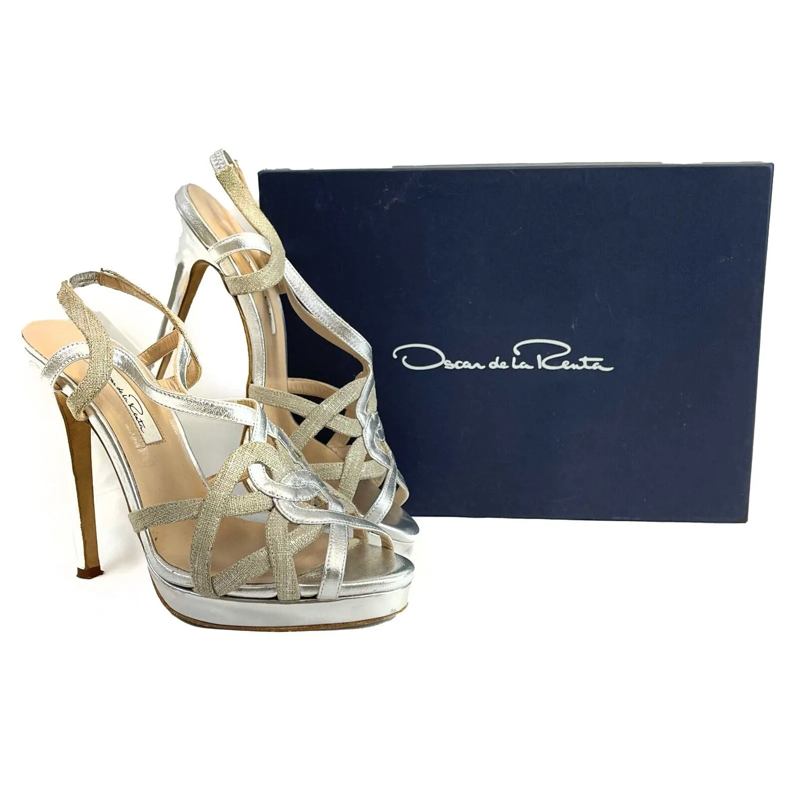 Oscar De La Renta - Romantica Strappy Sandal - Silver - EU 37.5 / US 6.5