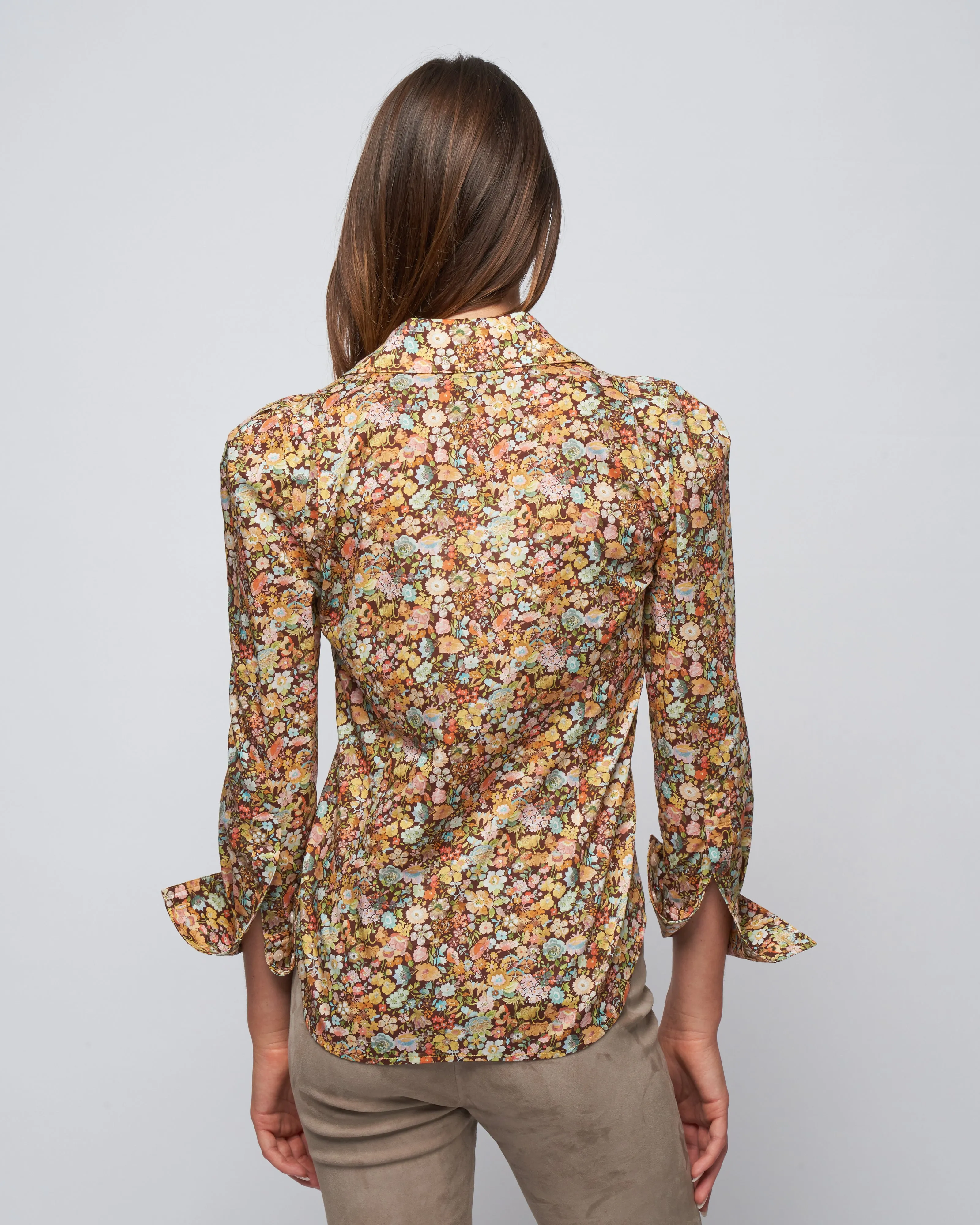 patch pocket box pleat shirt - tawny floral