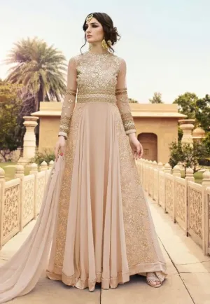Peach Designer Embroidered Anarkali Suit