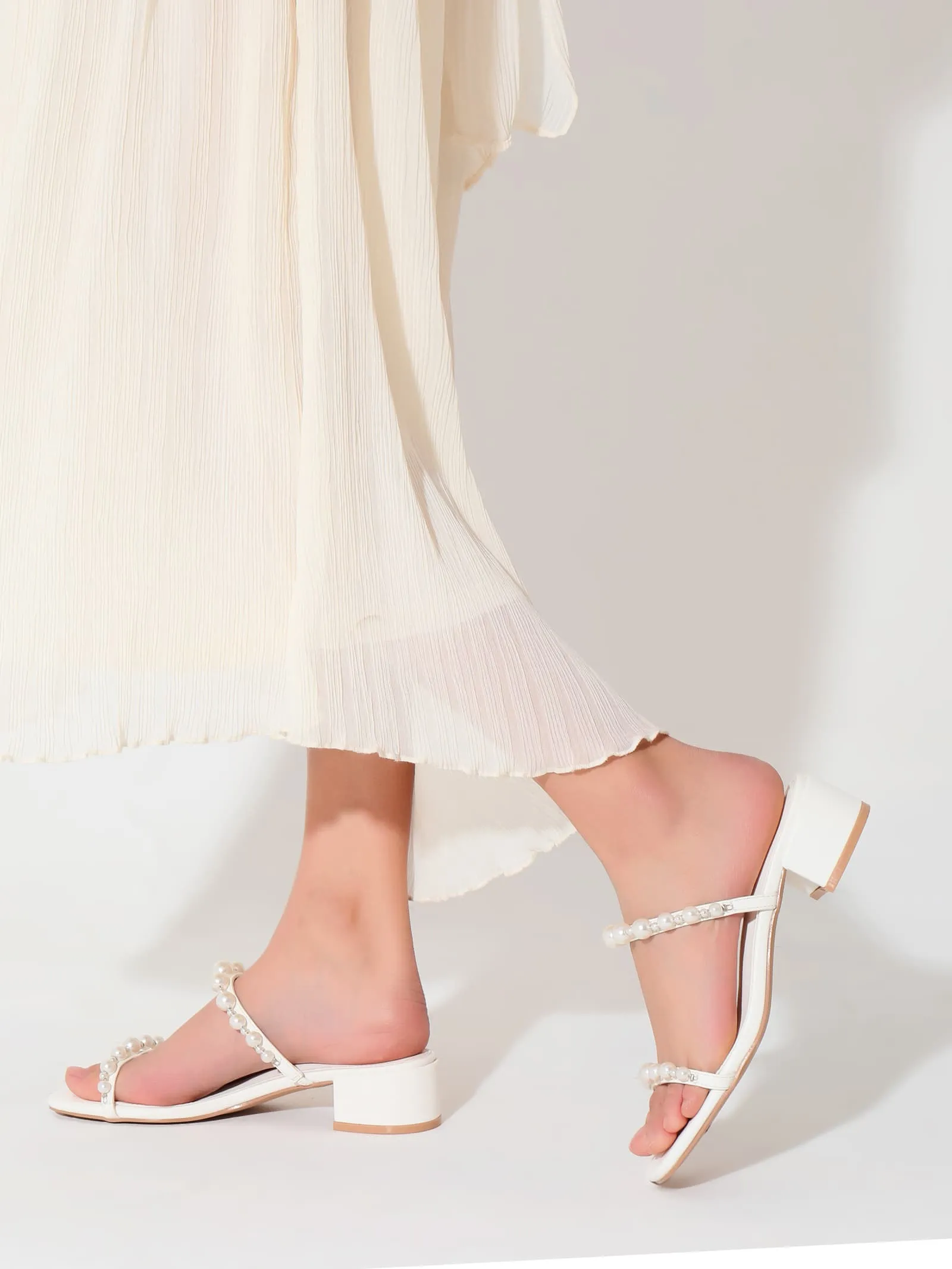 Pearl Low Square Toe Sandals