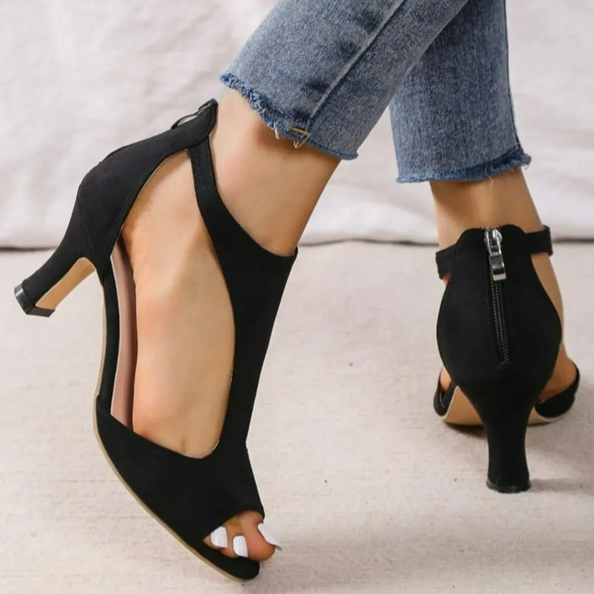 Peep Toe Kitten Heels Sandals