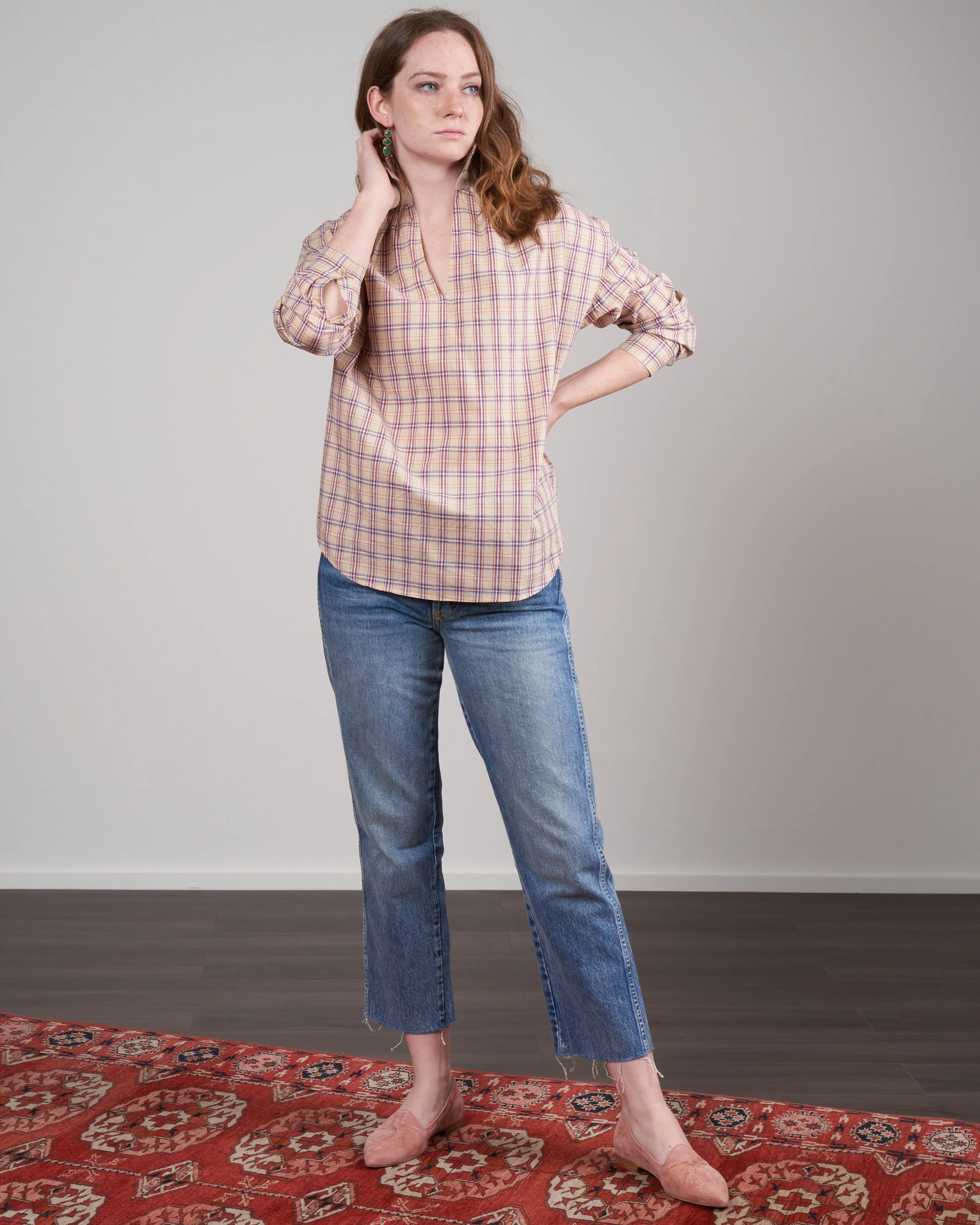 penelope plaid top - toast