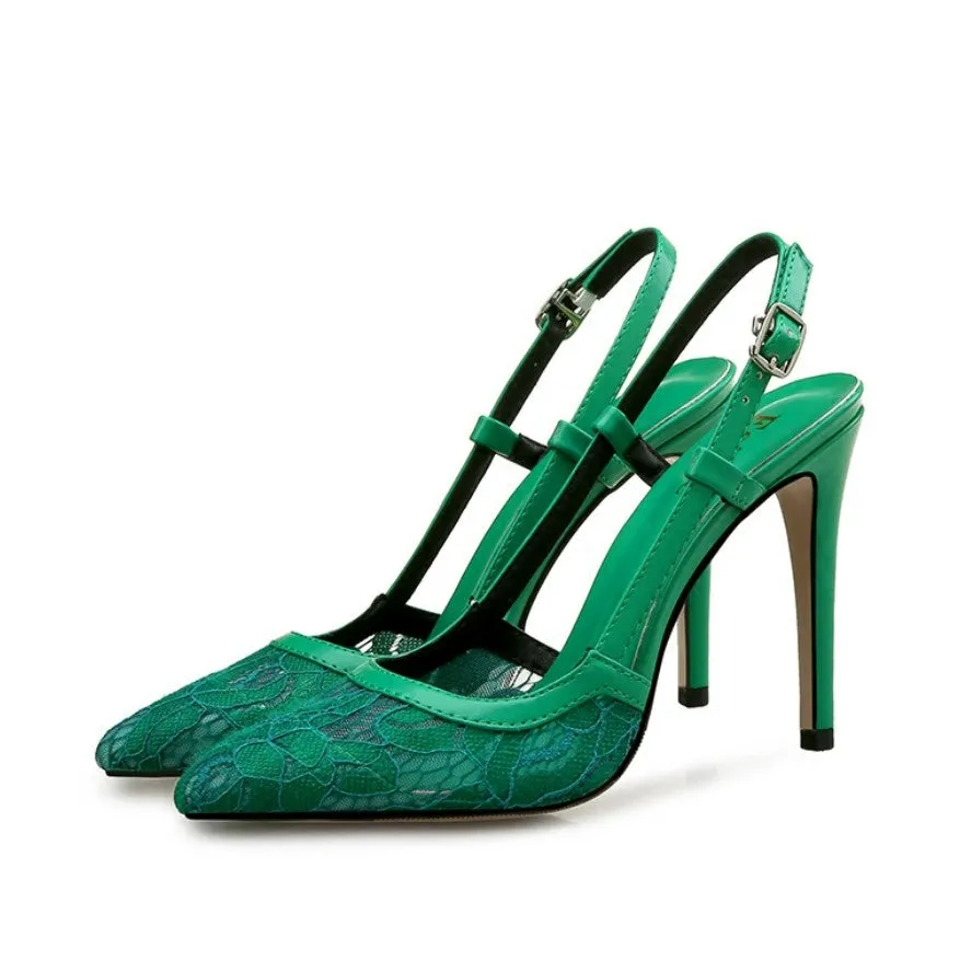 Petite Lace Mesh Slingback Heels GS20