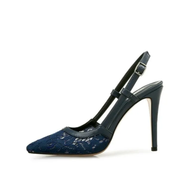 Petite Lace Mesh Slingback Heels GS20