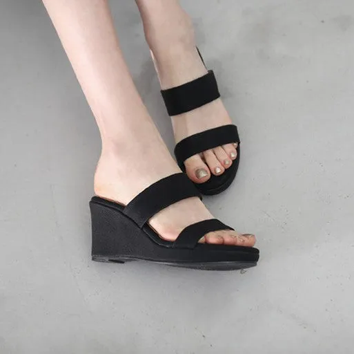 Petite Open Toe Slip On Wedge Sandals DS206