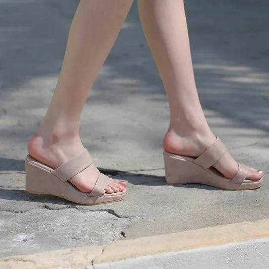 Petite Open Toe Slip On Wedge Sandals DS206