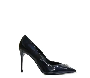 Philipp Plein Women's Blue Patent Crystal Skull Pump 900 90