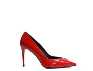 Philipp Plein Women's Red Patent Crystal Skull Pump 900 90