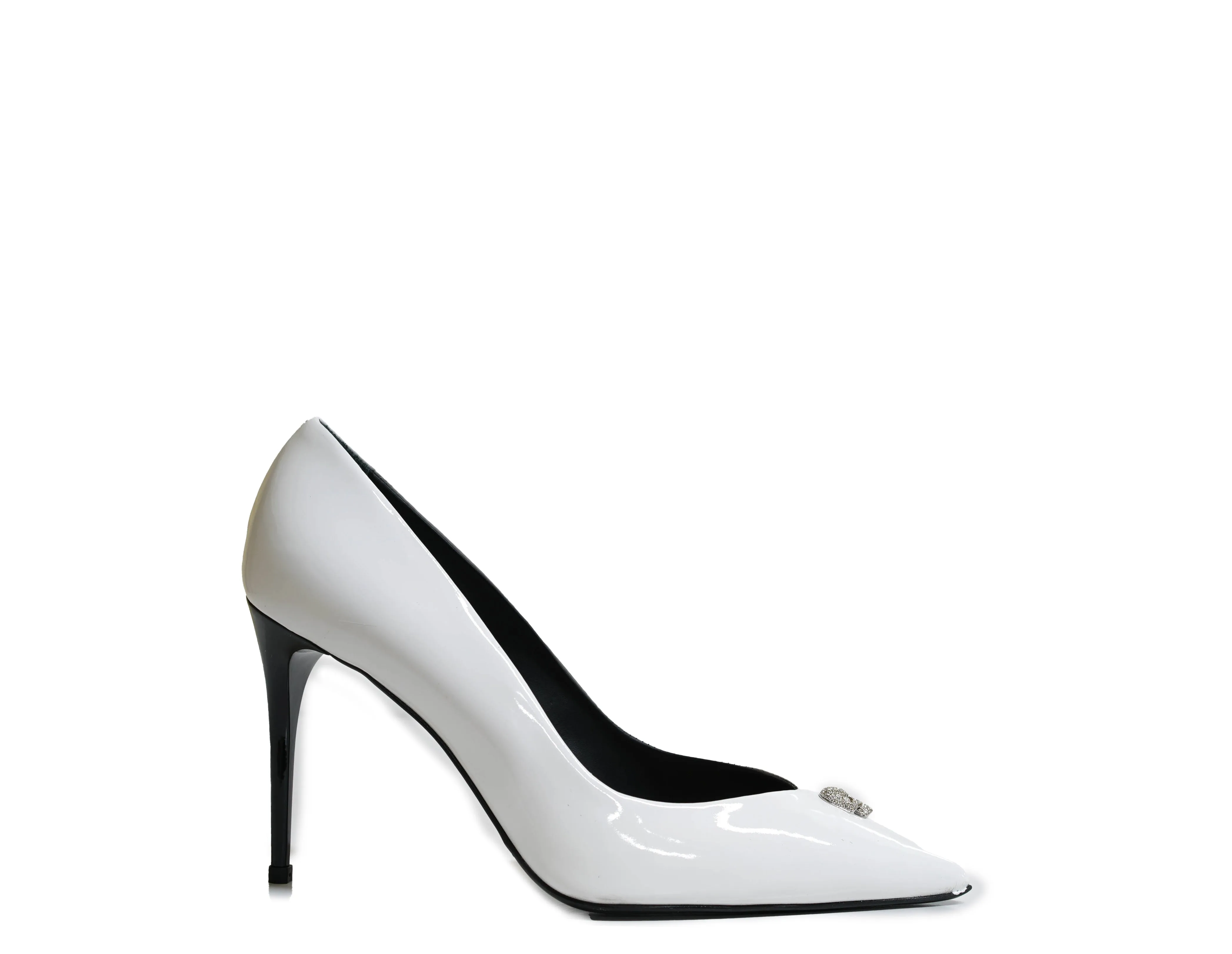Philipp Plein Women's White Patent Crystal Skull Pump 900 90