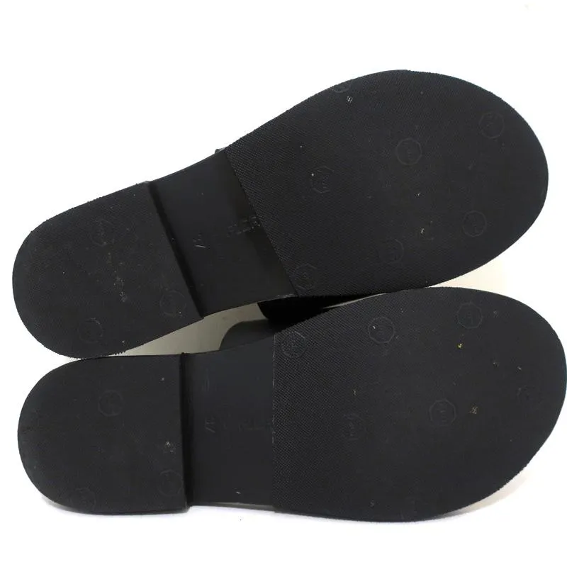 Pierre Hardy Slide Sandals Black & Beige Bicolor Leather Size 37 Open Toe Flat