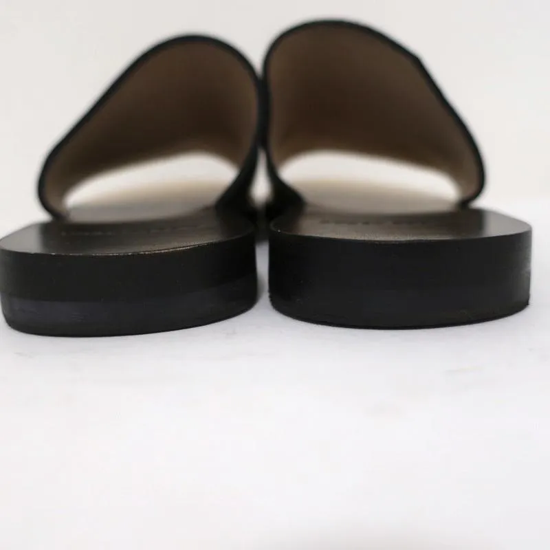 Pierre Hardy Slide Sandals Black & Beige Bicolor Leather Size 37 Open Toe Flat