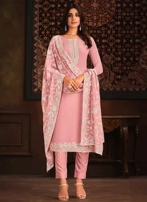 Pink Chikankari Embroidery Georgette Salwar Kameez Suit