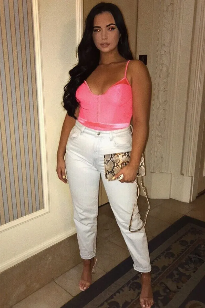 Pink Lace Hook Front Bodysuit - Sabrina