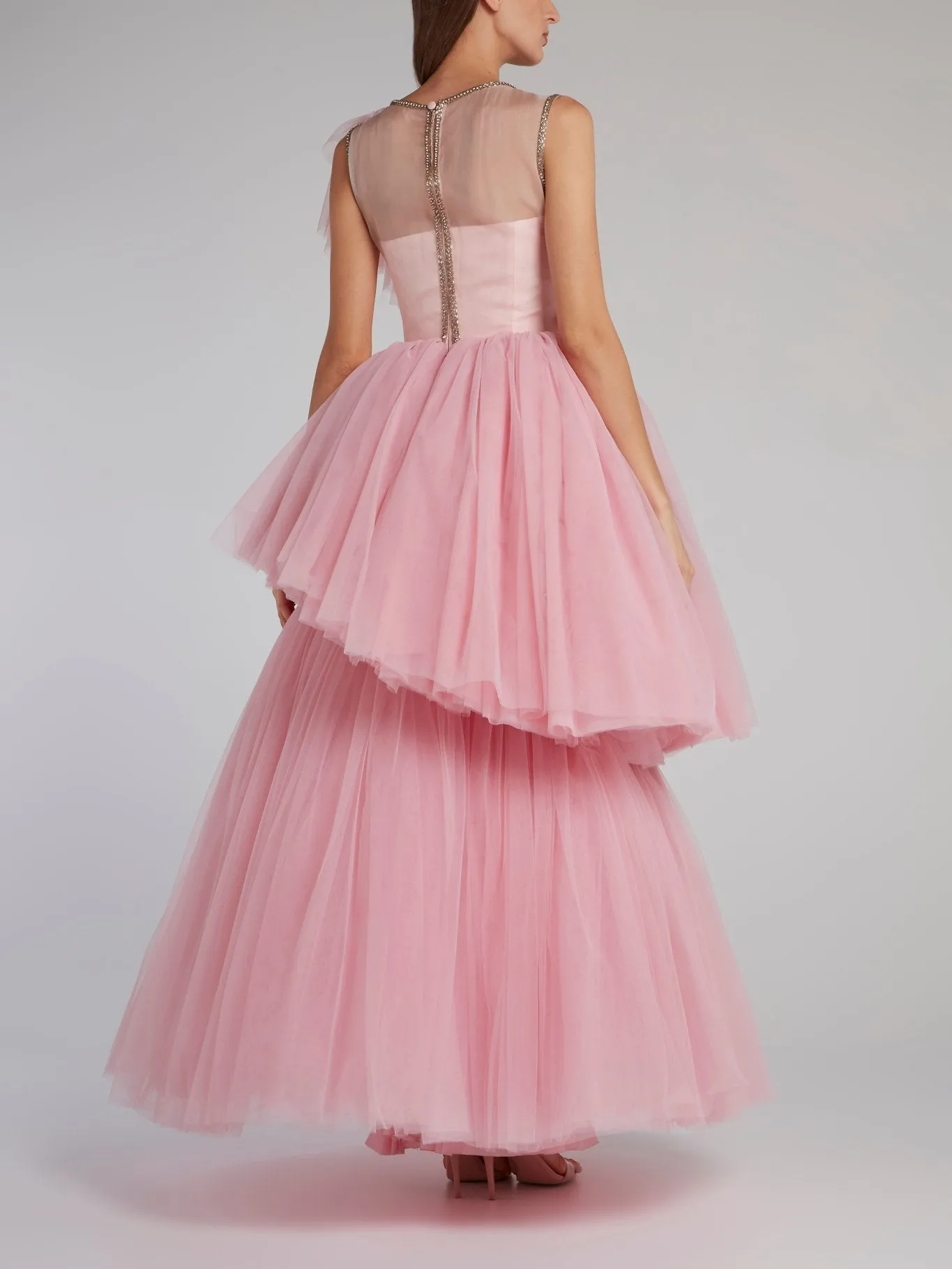 Pink Layered Tulle Gown