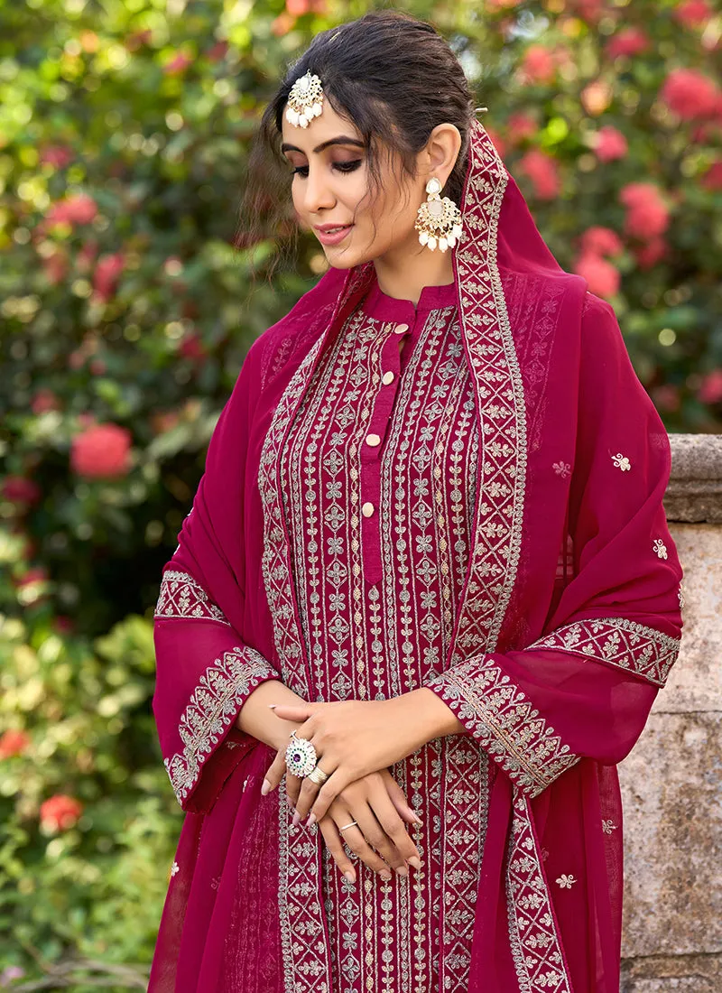 Pink Sequence Embroidery Wedding Pant Suit