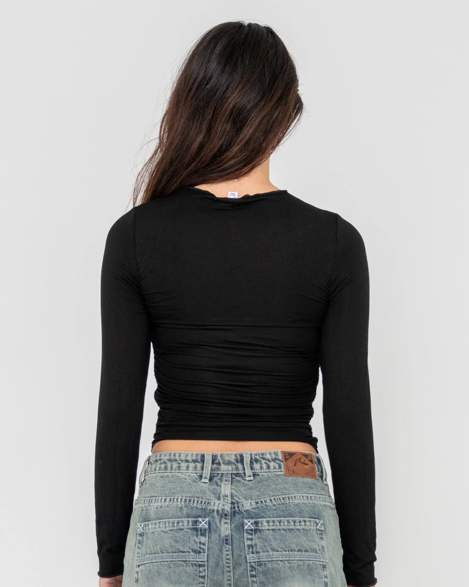 Plain Jane Ruched Long Sleeve Top