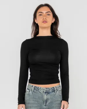 Plain Jane Ruched Long Sleeve Top