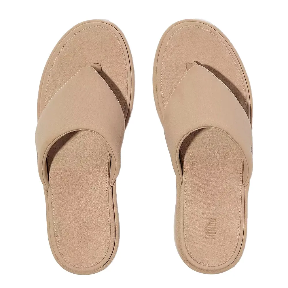 Platform Wedge Toe-Post Sandals (Beige)