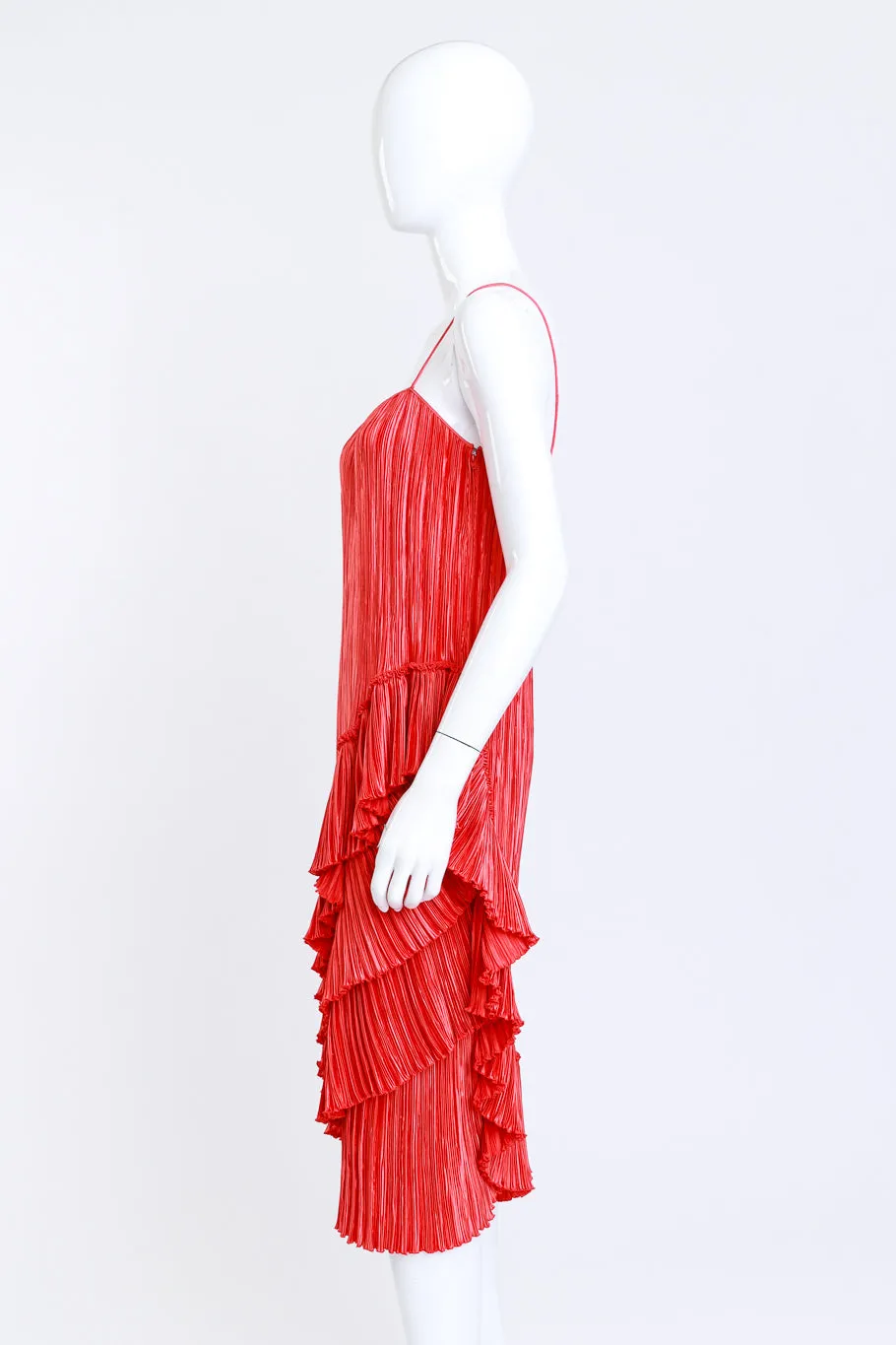 Pleated Asymmetric Ruffle Dress