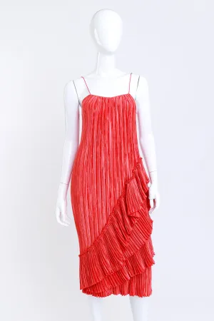 Pleated Asymmetric Ruffle Dress
