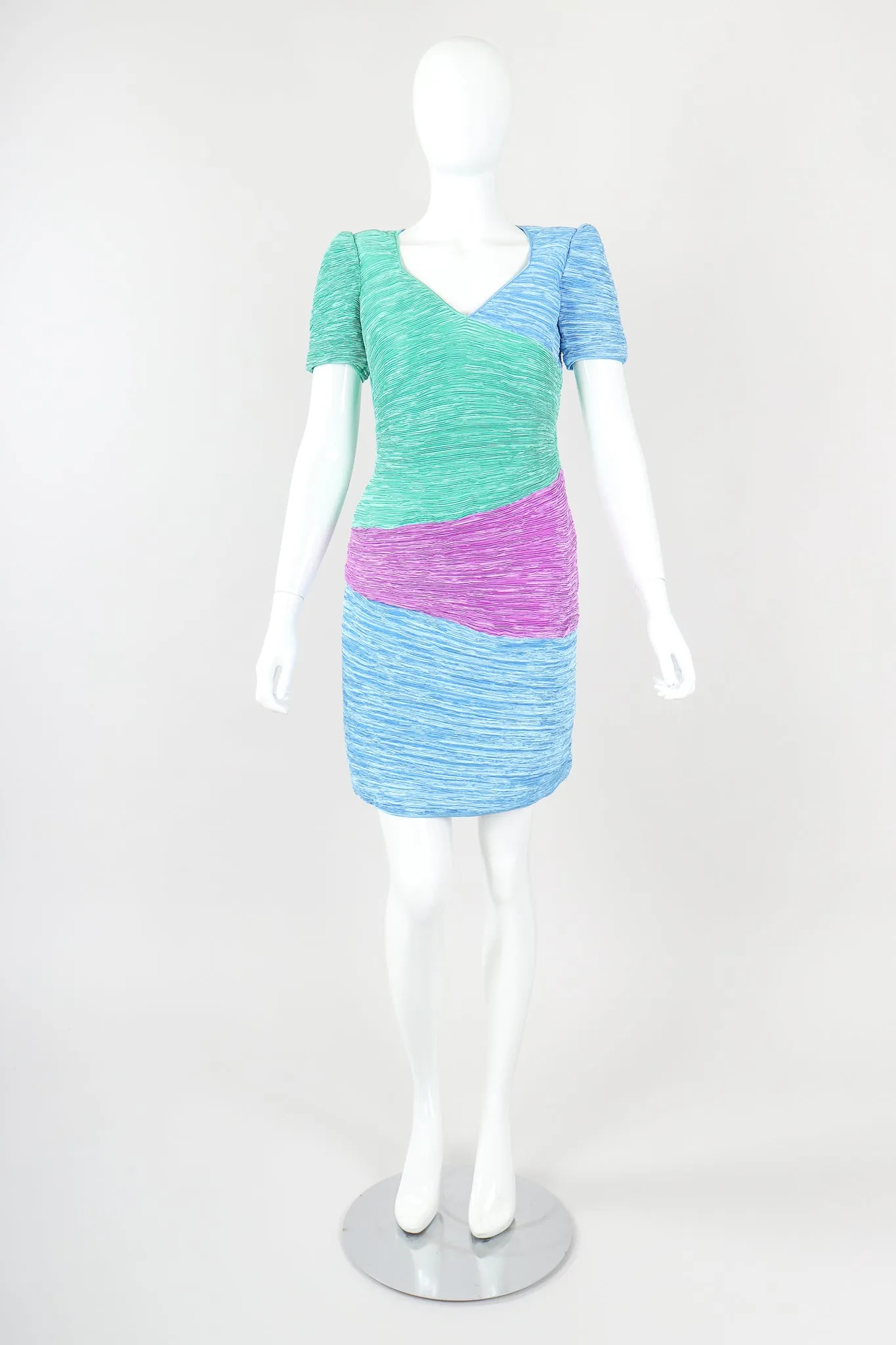 Pleated Colorblock Cocktail Dress