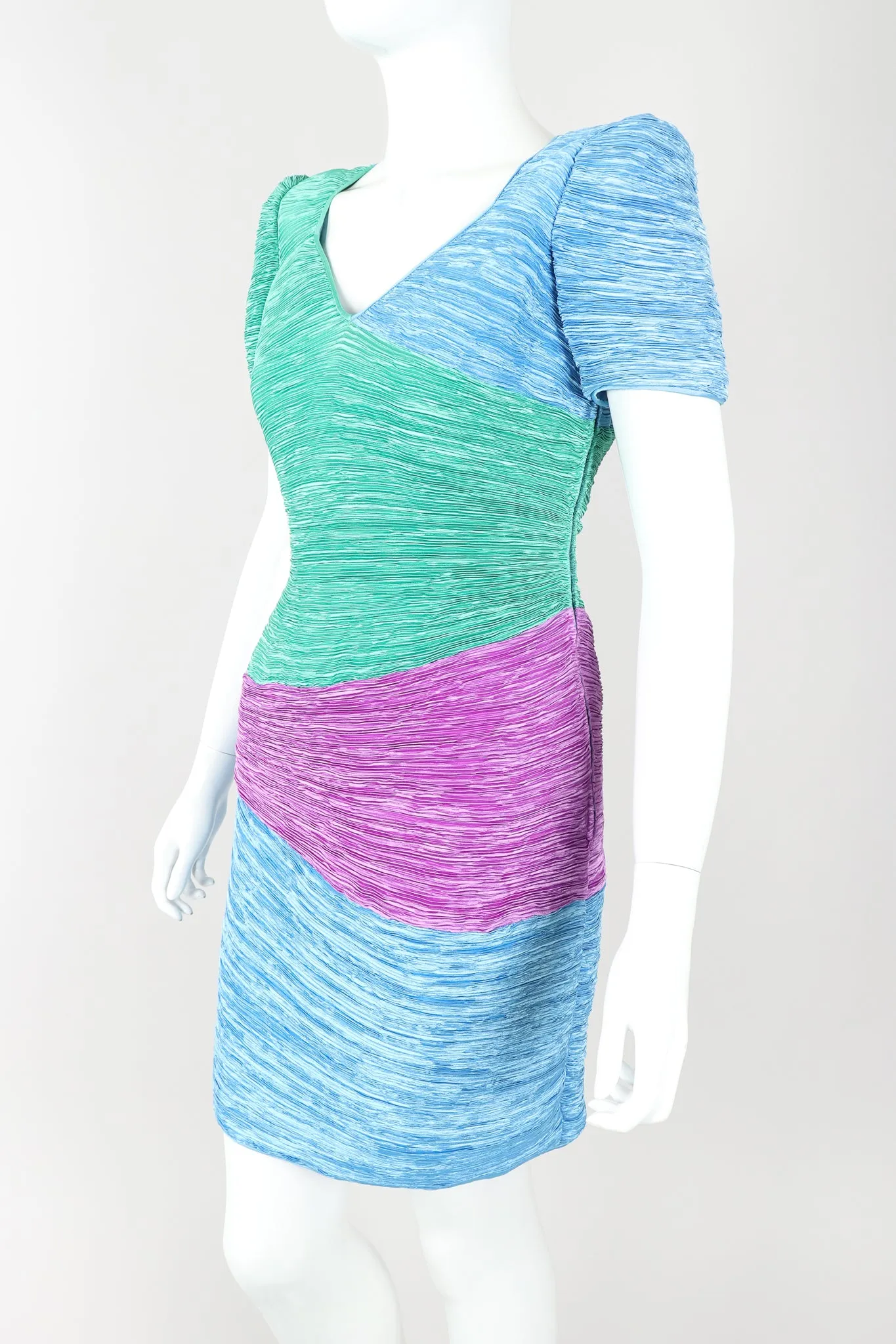 Pleated Colorblock Cocktail Dress