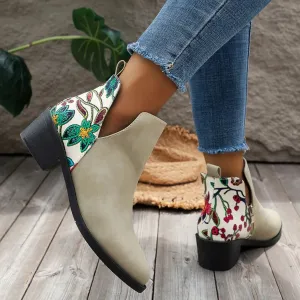 Point Toe Block Heels Boots
