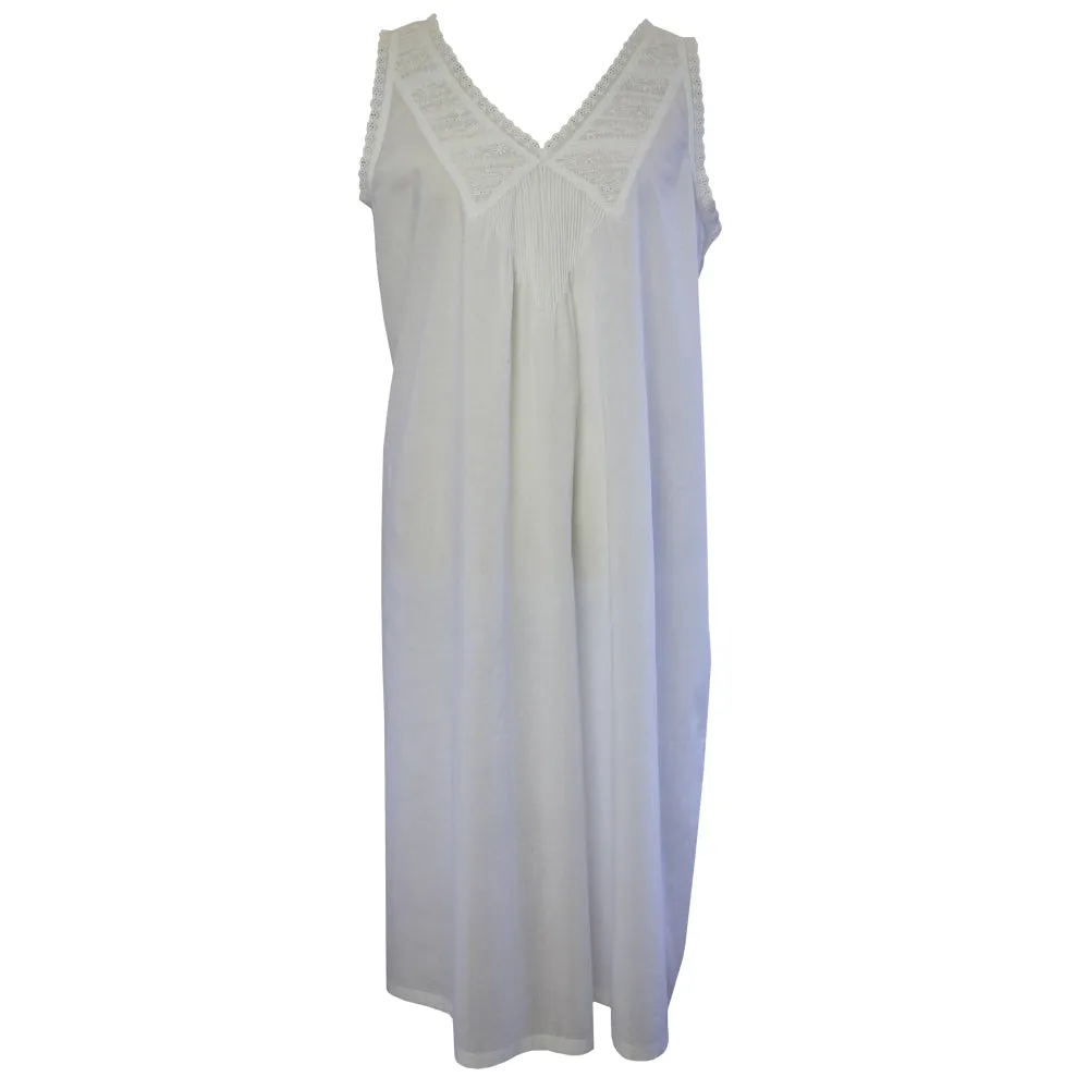 Powel Craft Jane Sleeveless V Neck Pin Tucked Night Dress