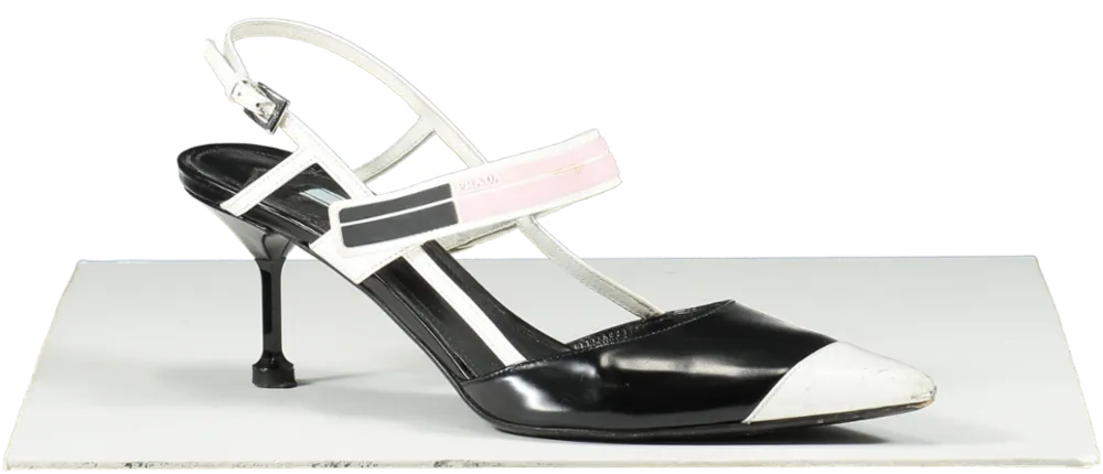 Prada Black Color Block Mary Jane Slingbacks UK 7.5 EU 40.5 👠