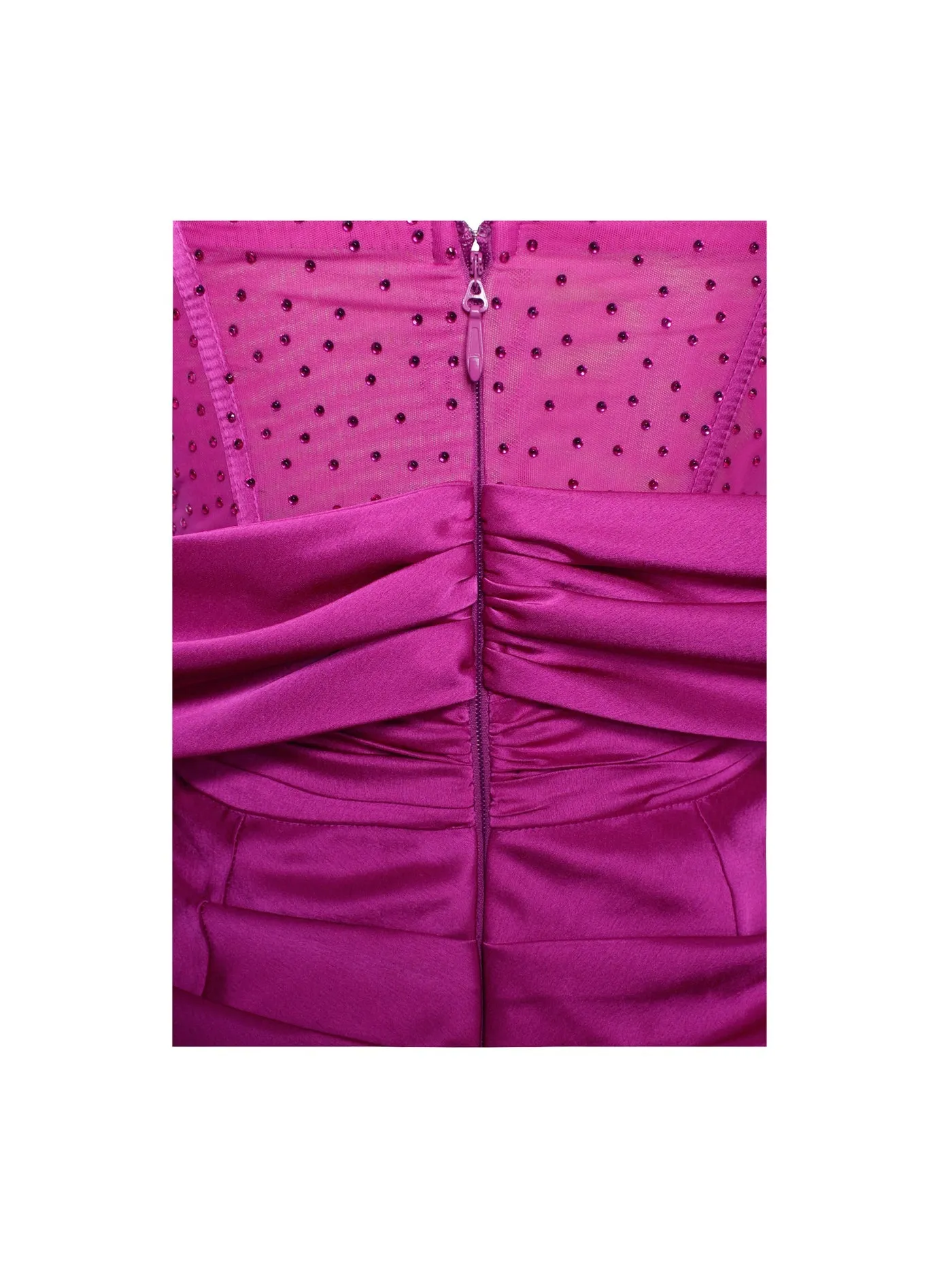 PRE-ORDER Elena Off Shoulder Corset Satin Dress with Crystals x Fuschia