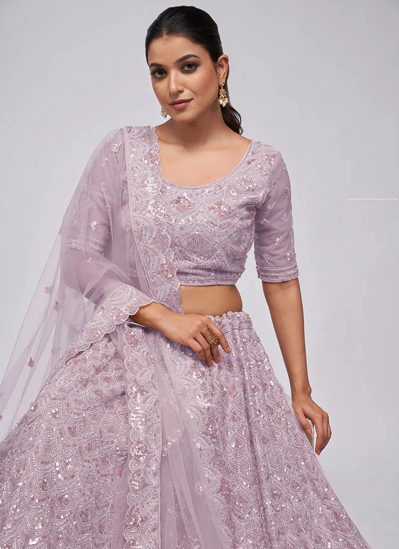 Purple Sequence Embroidery Wedding Lehenga Choli