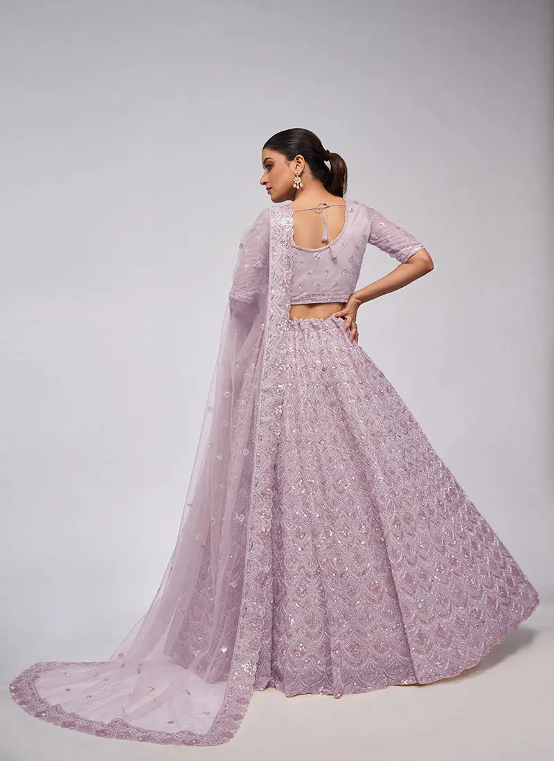 Purple Sequence Embroidery Wedding Lehenga Choli