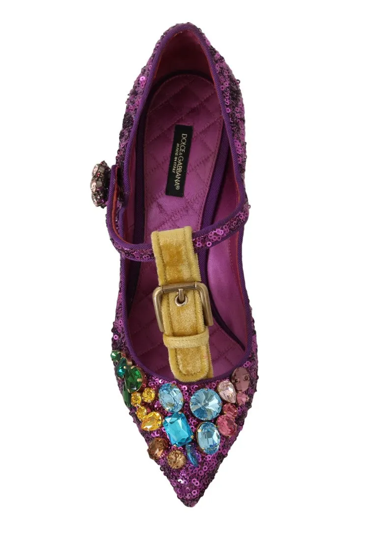 Purple Sequin Leather Crystal Sandal