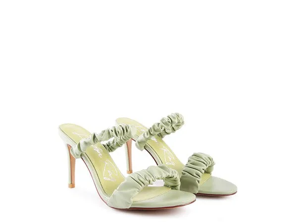 QUALIE GATHERED AROUND SLIP-ON HEELED SANDAL