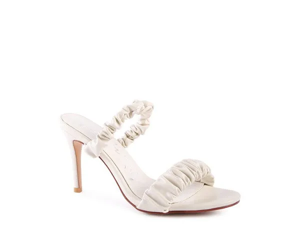 QUALIE GATHERED AROUND SLIP-ON HEELED SANDAL