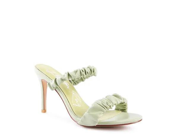 QUALIE GATHERED AROUND SLIP-ON HEELED SANDAL