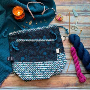 "Knit Night"- Knitting Project Bag- Ready to Ship
