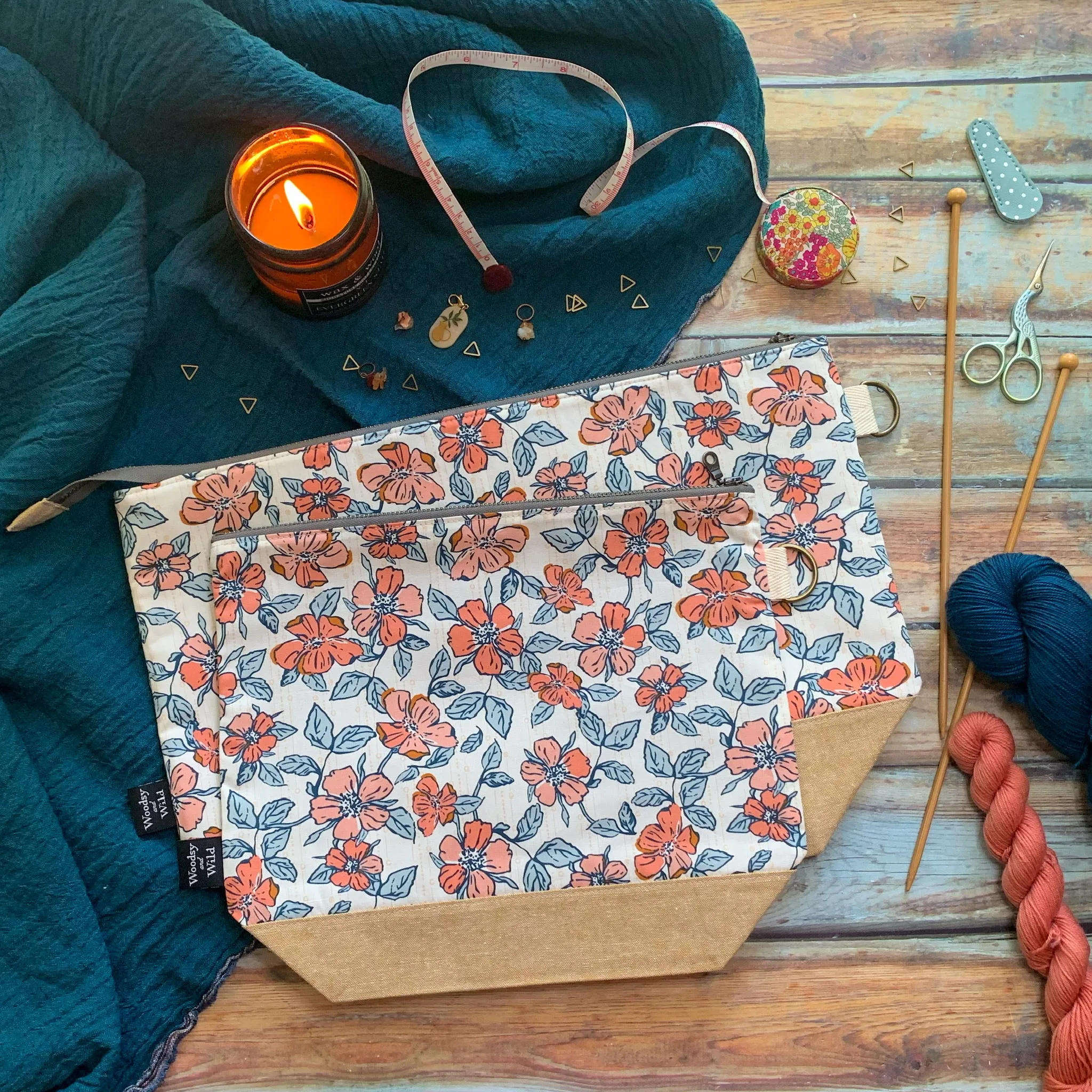 "Magnolia"- Knitting Project Bag- Ready to Ship