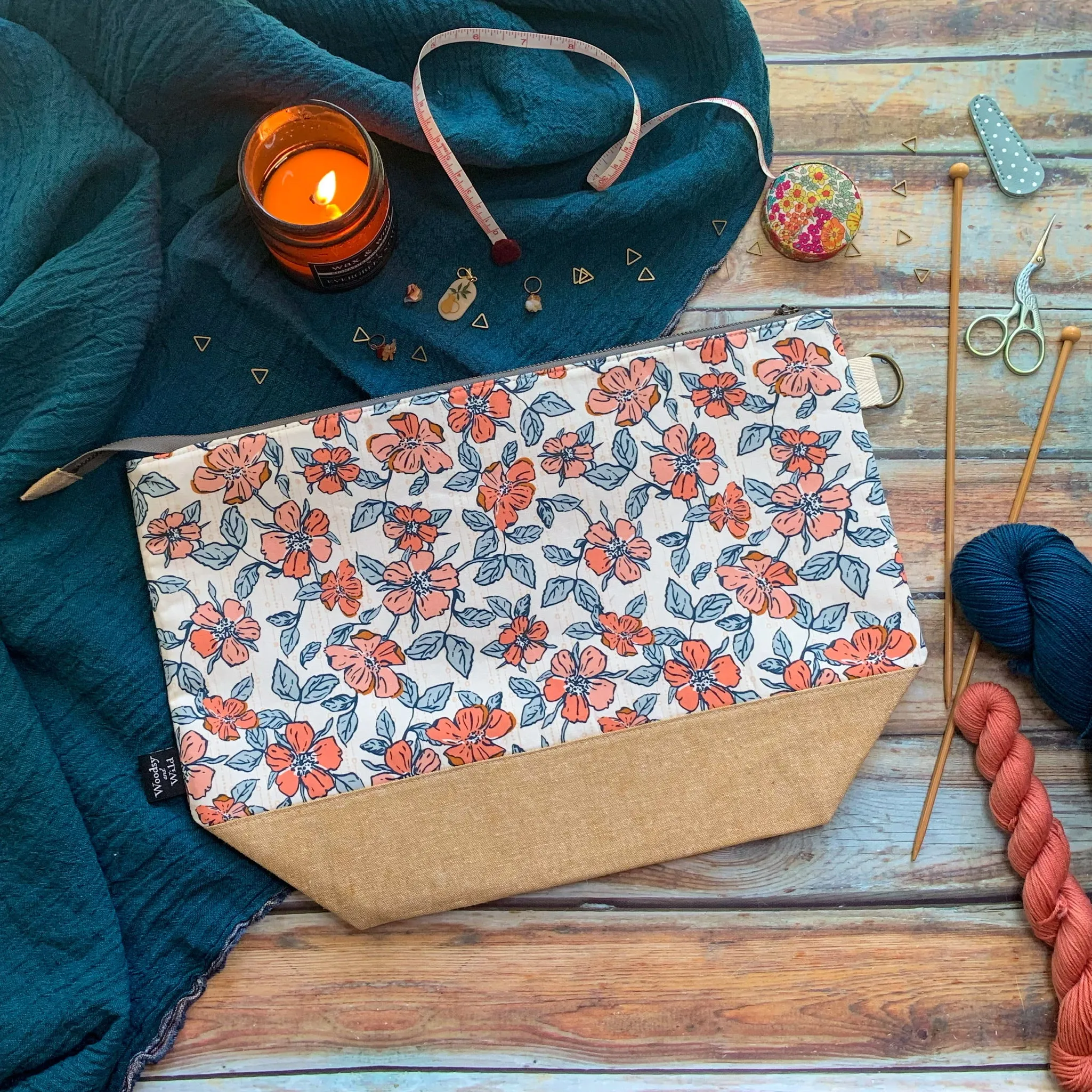 "Magnolia"- Knitting Project Bag- Ready to Ship