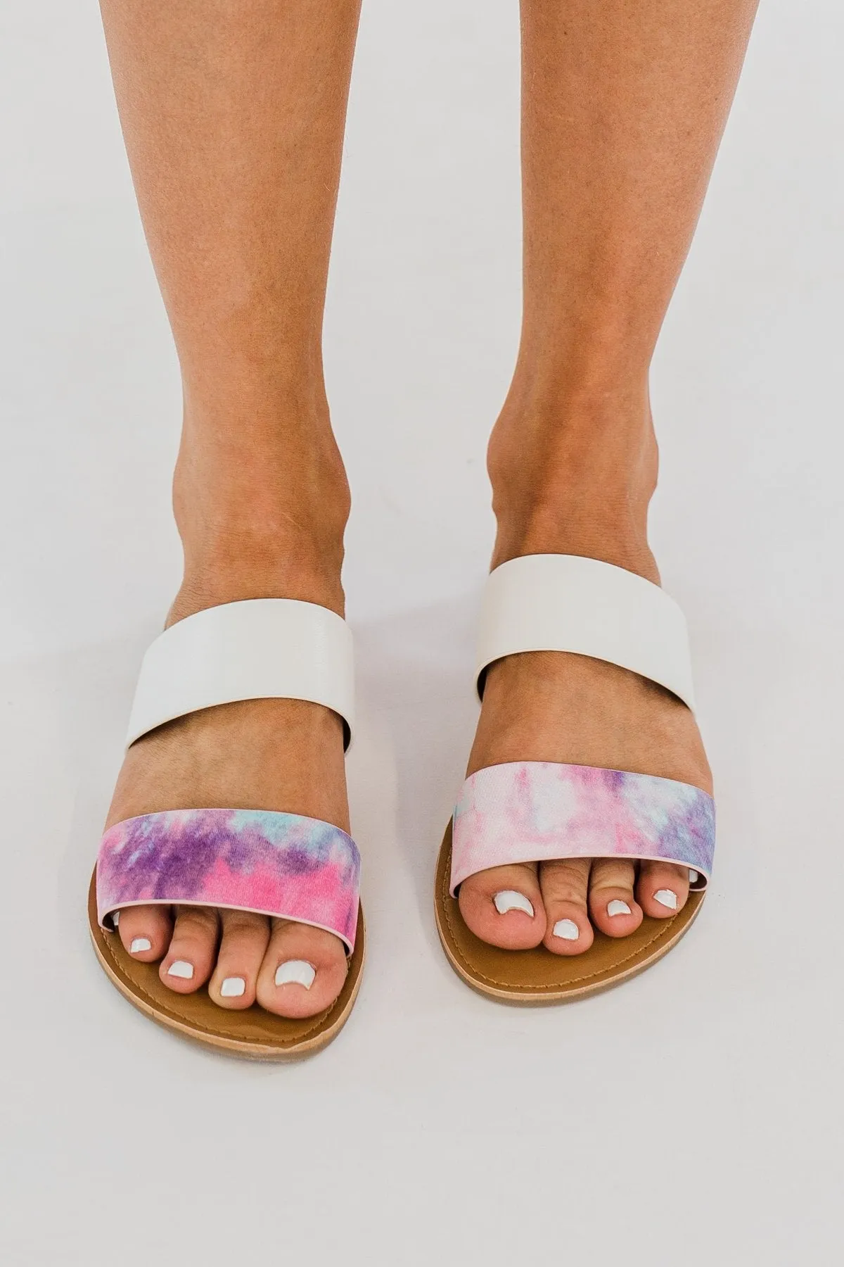 Qupid Athena Sandals- Pink Tie Dye