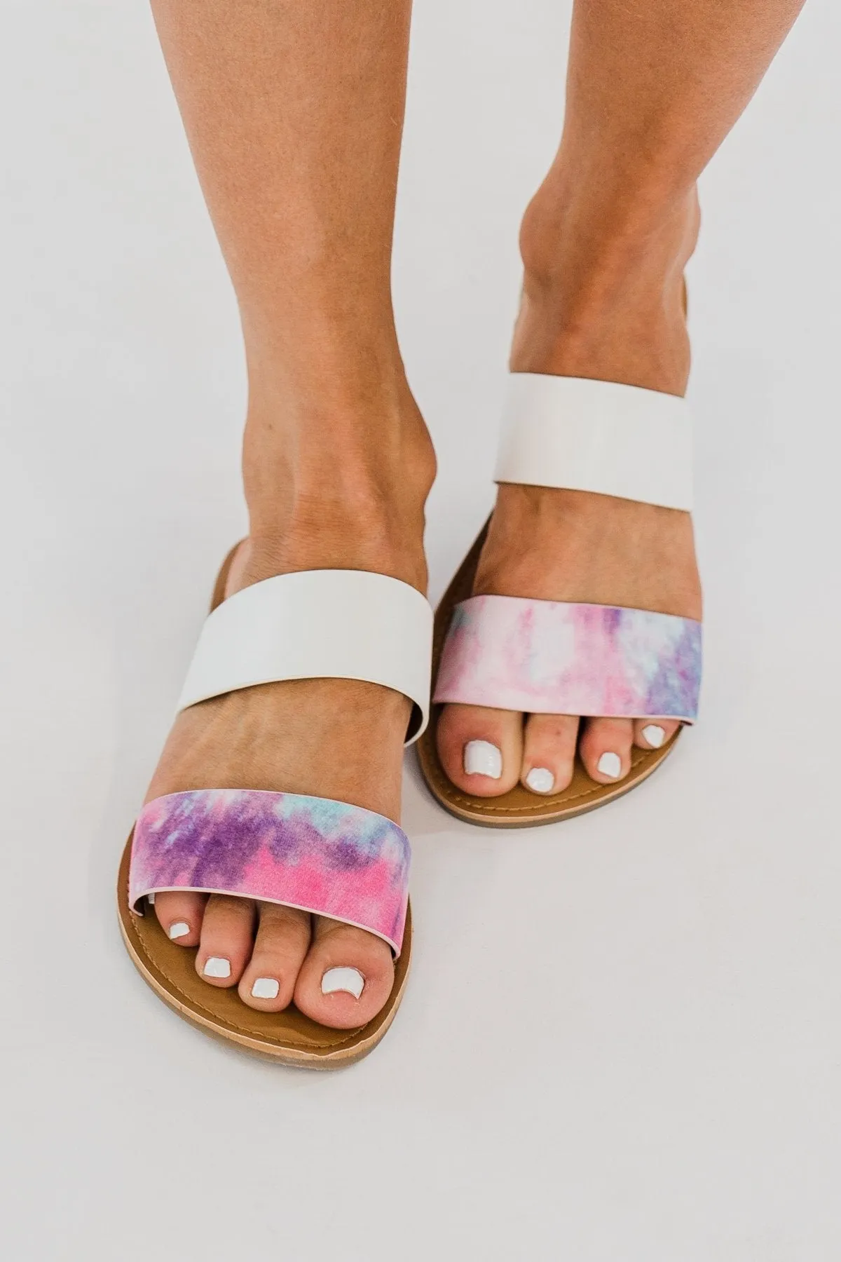 Qupid Athena Sandals- Pink Tie Dye