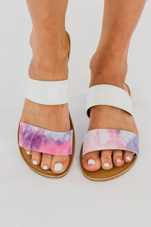 Qupid Athena Sandals- Pink Tie Dye