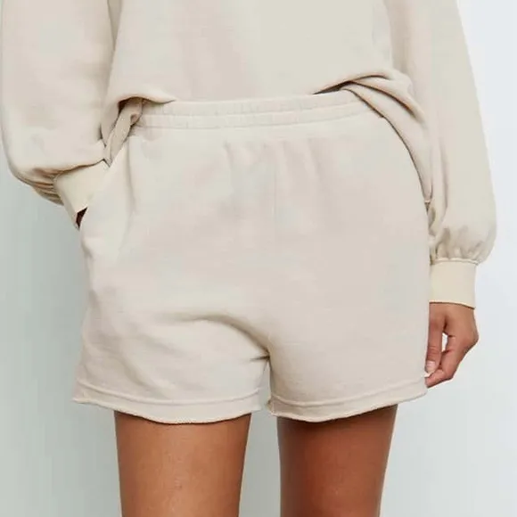 Rails Womens Jane Beige French Terry RawHem Lounge Casual Shorts Size Medium