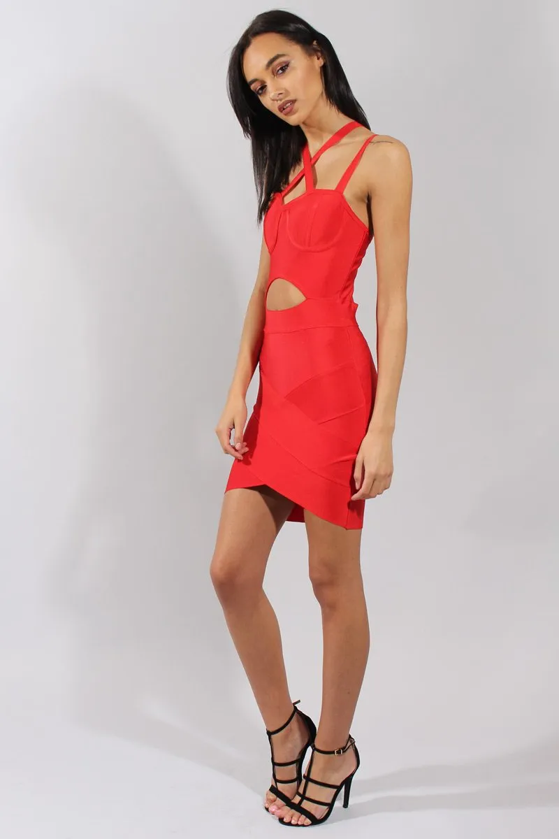 Red Bandage Bodycon Mini Dress - Nevada