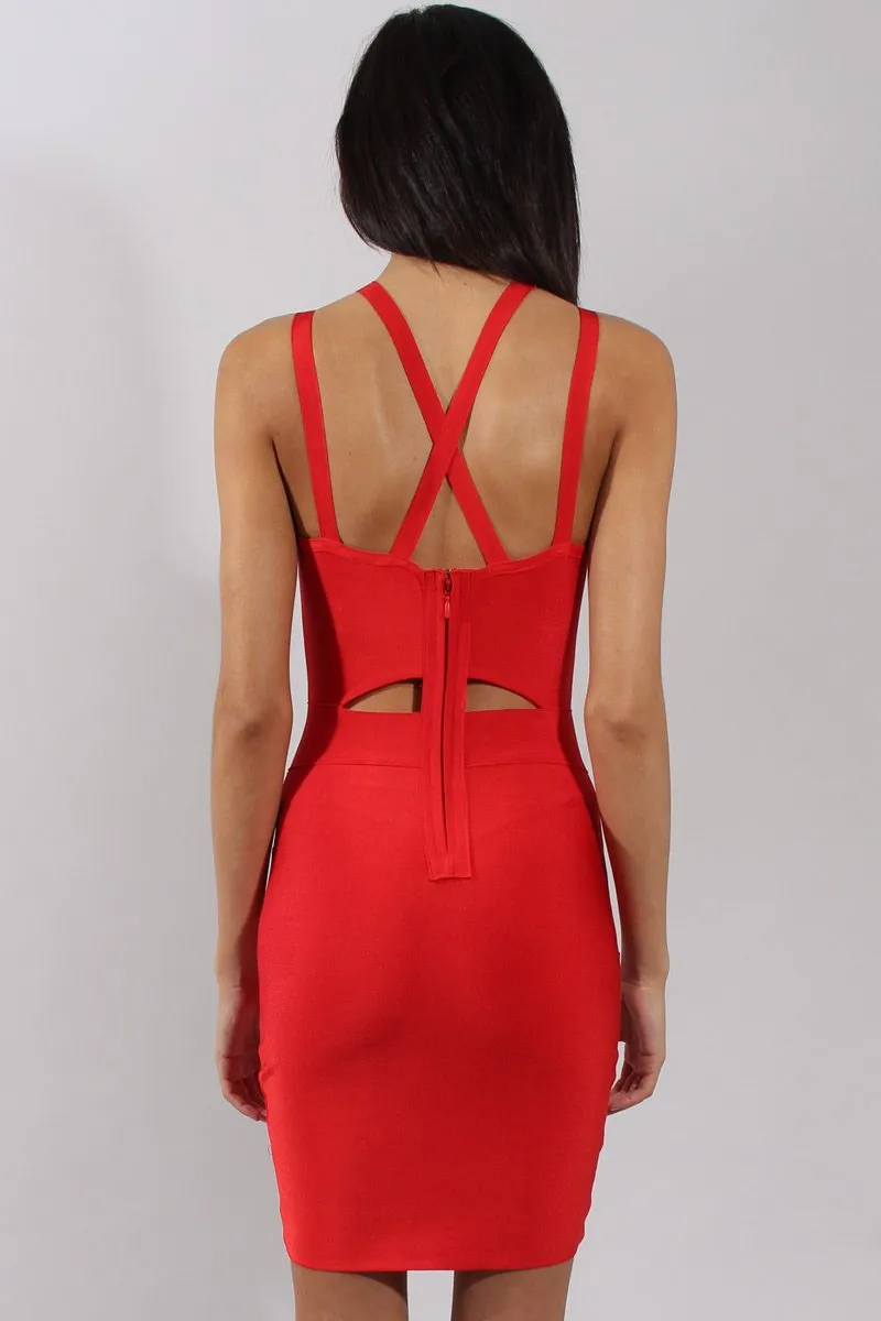 Red Bandage Bodycon Mini Dress - Nevada