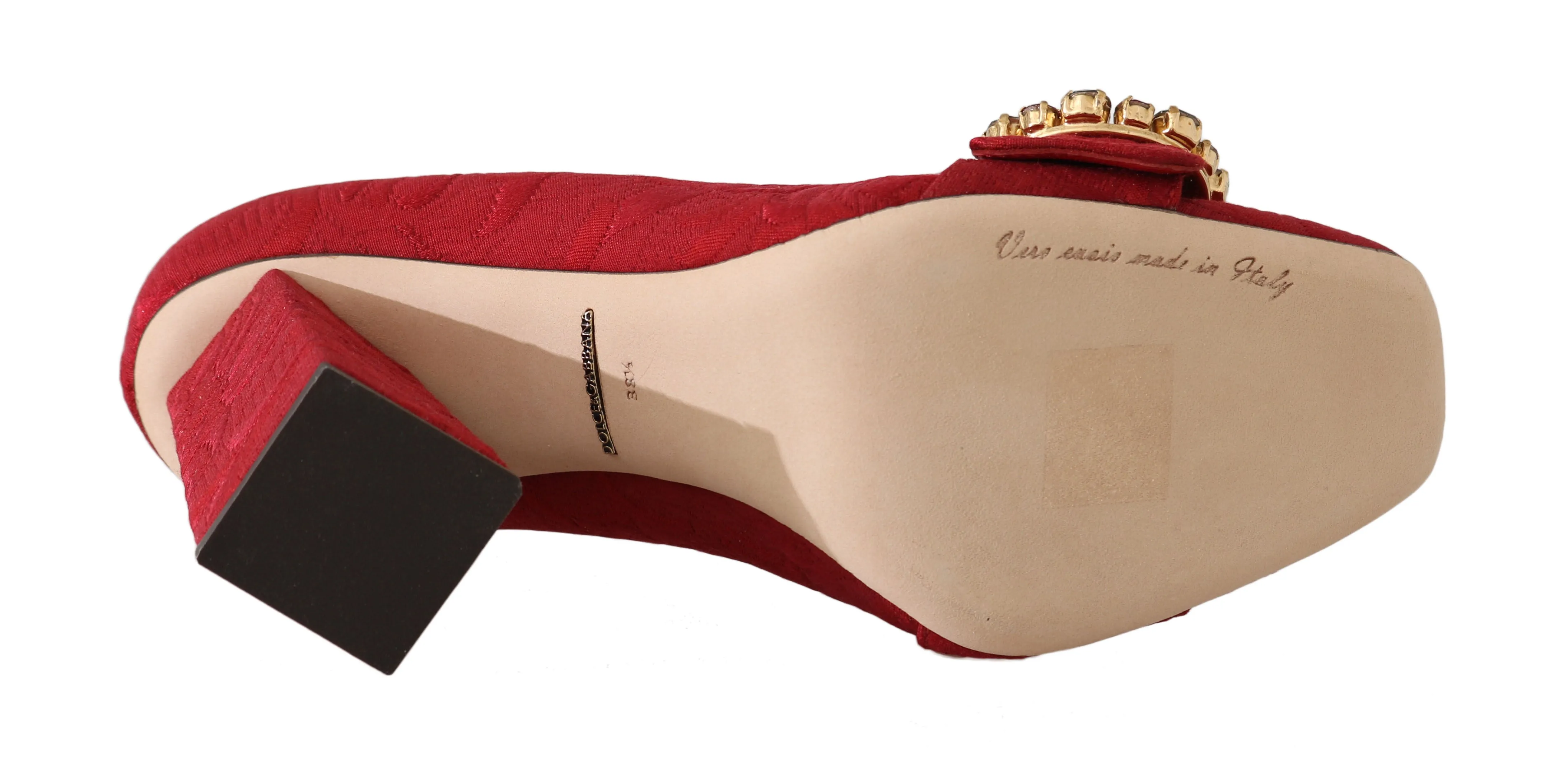 Red Jacquard Floral Crystal Pumps