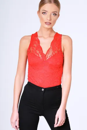 Red Lace Bodysuit - Aubrey