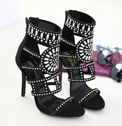 Rhinestone Open Toe heel